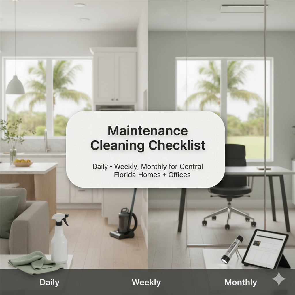 Maintenance Cleaning Checklist (Daily, Weekly & Monthly) for Central Florida Homes + Offices